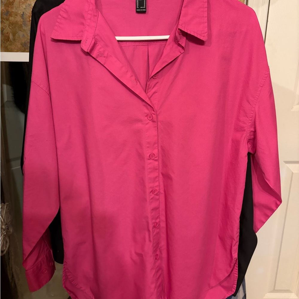 Forever 21 Fuchsia Button-Down Shirt